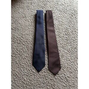 VTG Jordache Men’s Ties Navy Blue & Deep Brown Long